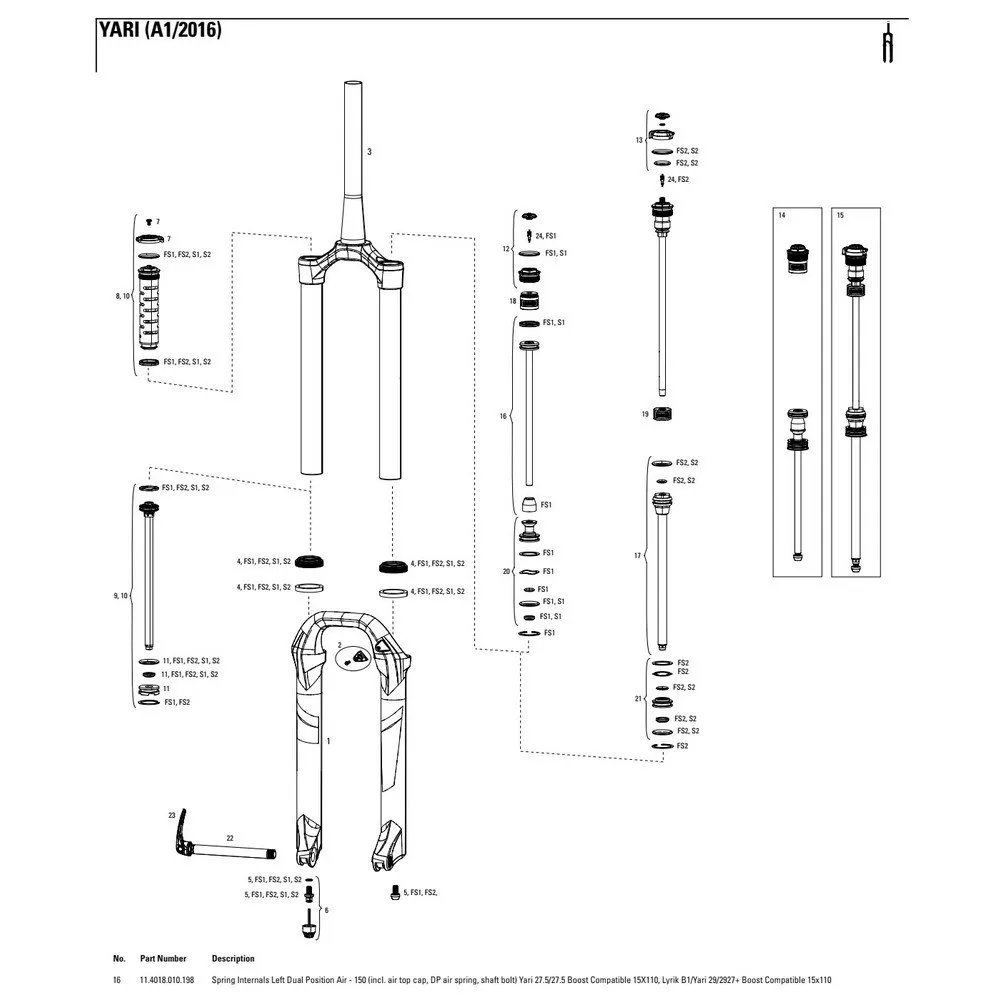 Rock Shox Yari/lyrik 150 Mmdual Position Air Left Inre Fjäderdelar, Black, One Size Rock Shox Yari/lyrik 150 Mmdual Position Air Left Inre Fjäderdelar, Black, One Size