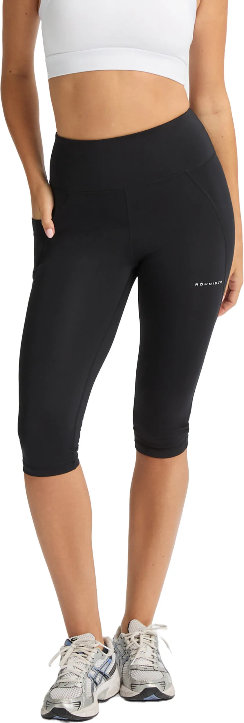Röhnisch Women's Flattering High Waist Capri Tights, Black Röhnisch Women's Flattering High Waist Capri Tights, Black