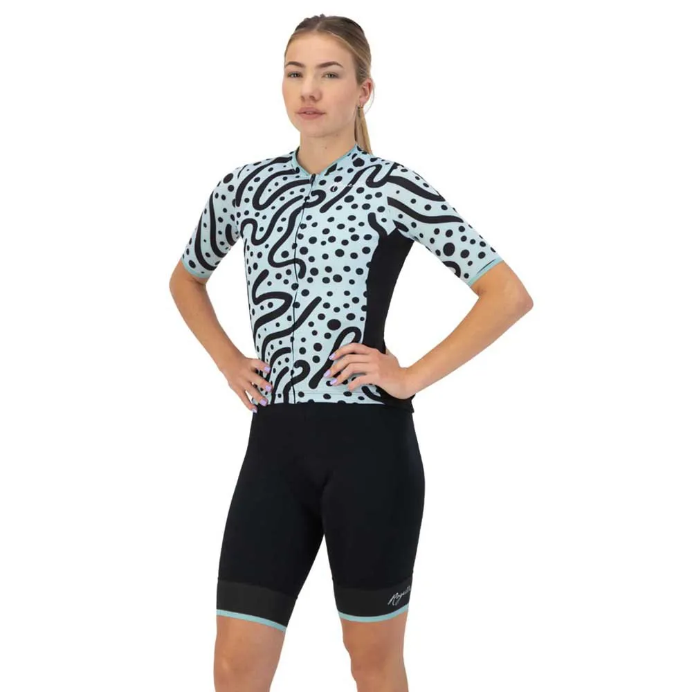 Rogelli Abstract Korta ärmar Cykeltröja, Turquoise / black, XL