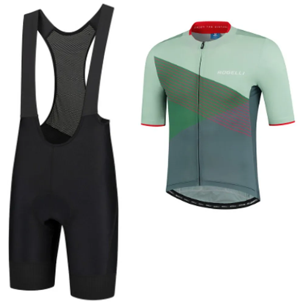 Rogelli Power Spike Kortärmad Tröja Och Bib Shorts Set, Black / green Rogelli Power Spike Kortärmad Tröja Och Bib Shorts Set, Black / green