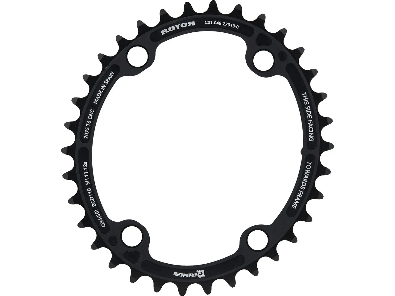 Rotor Kettenblatt Road, 4-Arm, Q-Ring, 110 mm Lochkreis 11-/12-fach Rotor Kettenblatt Road, 4-Arm, Q-Ring, 110 mm Lochkreis 11-/12-fach