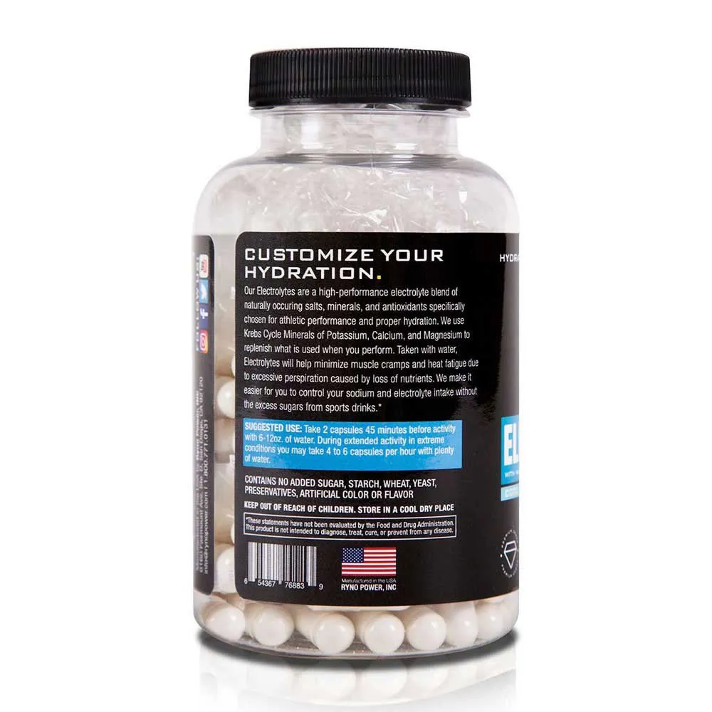 Ryno Power Ele883 Unflavored Electrolytes Kapslar 100 Enheter, Black, One Size