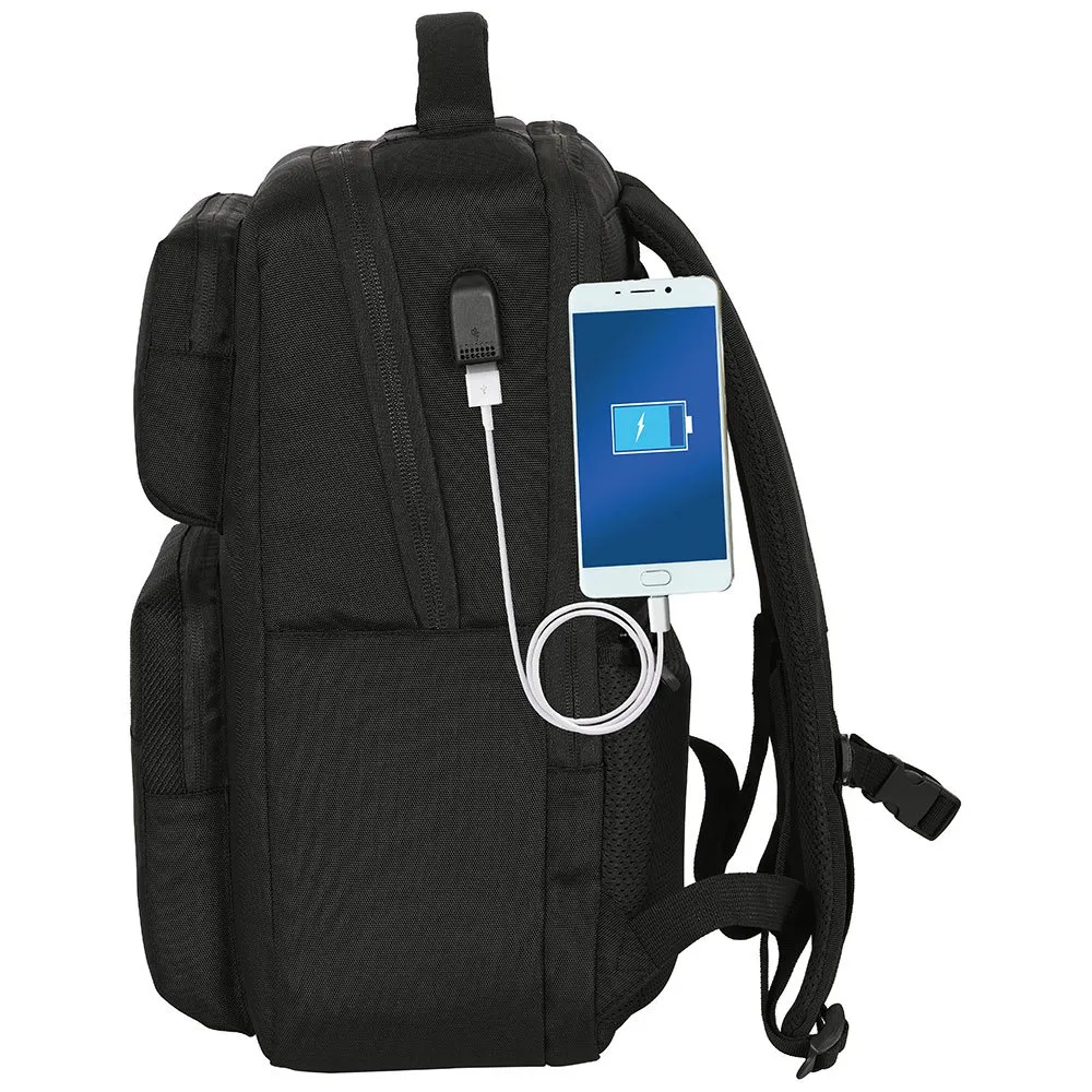 Safta 622364377 Real Madrid Premium 2 Pockets 15.6´´+usb 13.75l 32x42x15 Cm Ryggsäck, Multicolor