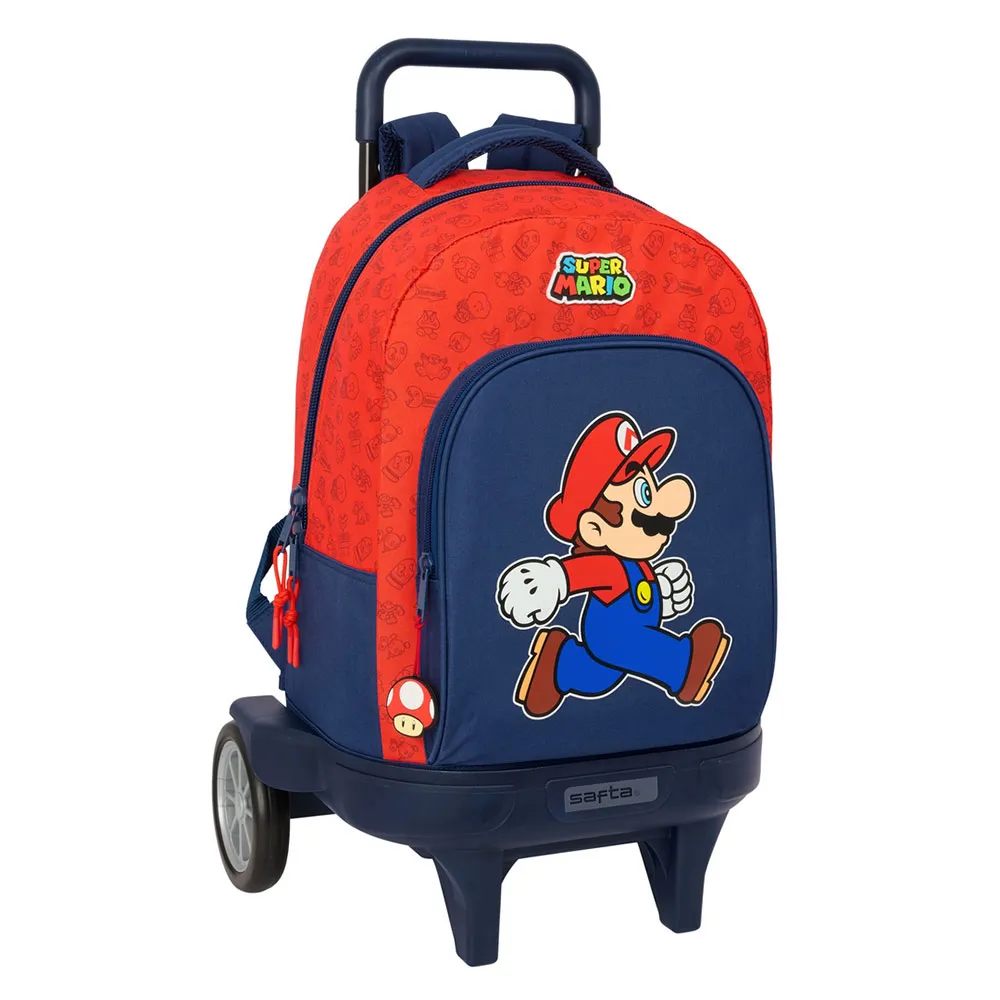 Safta Compact Evolutive Super Mario Trick Ryggsäck Med Hjul, Multicolor