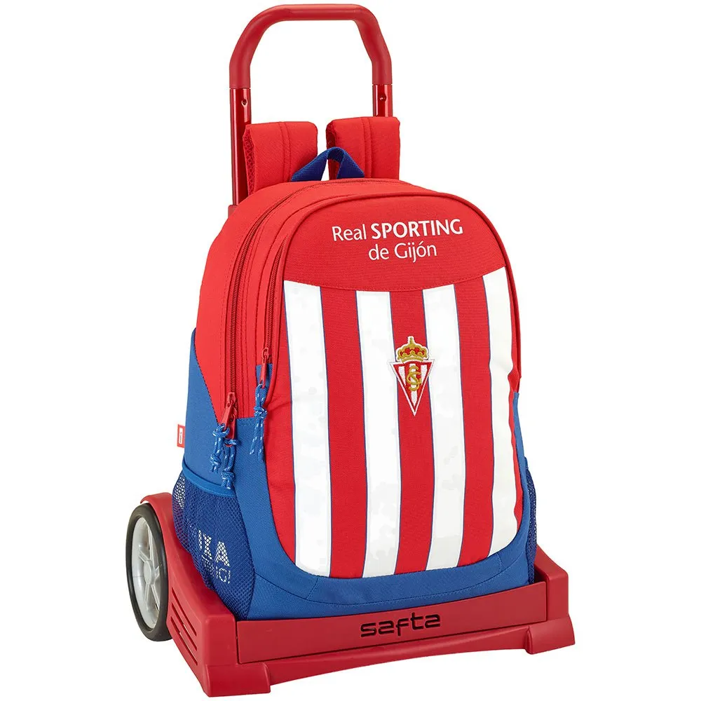 Safta Real Sporting De Gijon Evolution Ryggsäck Med Hjul, Red / white