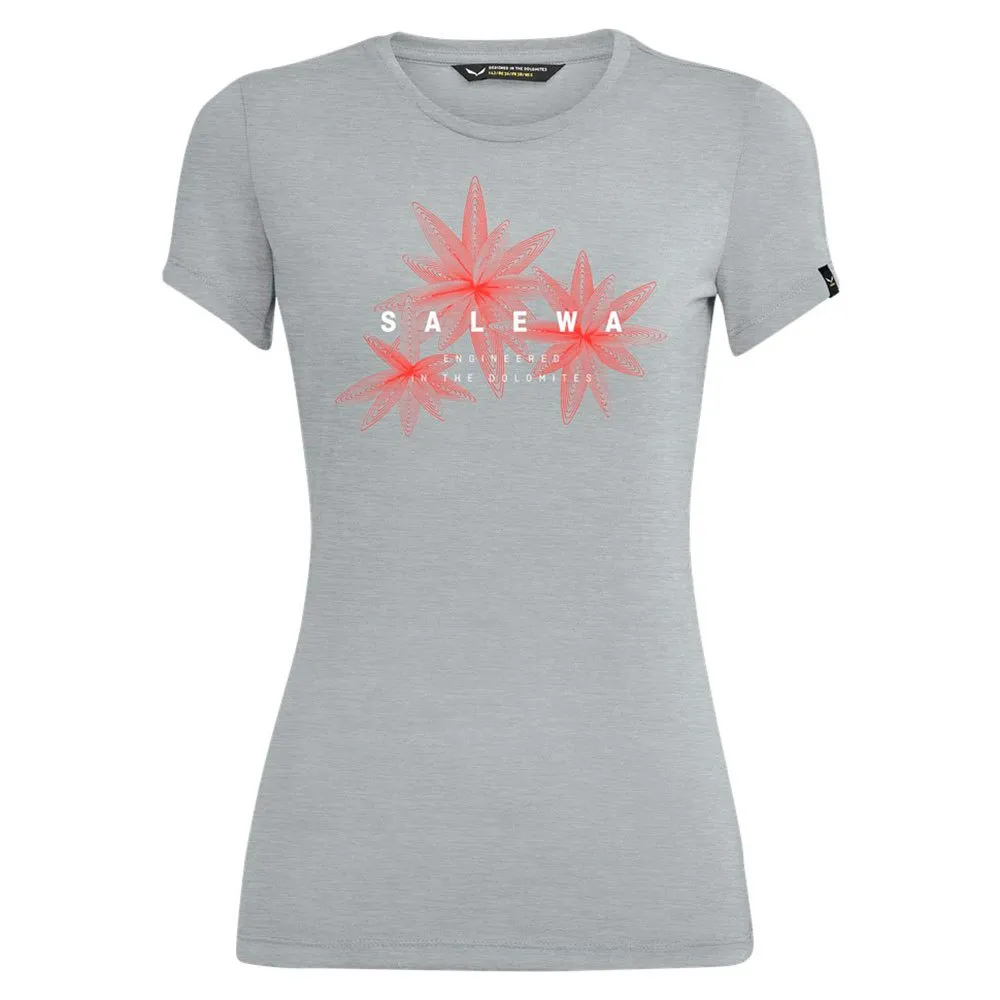 Salewa Lines Graphic T-shirt Med Korta ärmar, Heather grey melange / flowers Salewa Lines Graphic T-shirt Med Korta ärmar, Heather grey melange / flowers