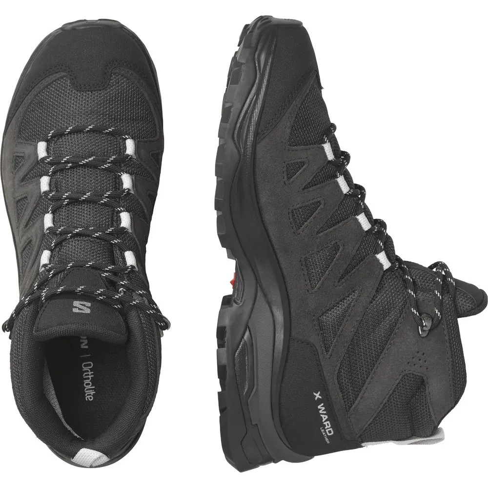 Salomon X-ward Leather Mid Goretex Vandringsskor, Ebony / phantom / black