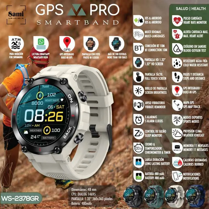 Sami Gps Pro 5atm Smartklocka, Light grey Sami Gps Pro 5atm Smartklocka, Light grey