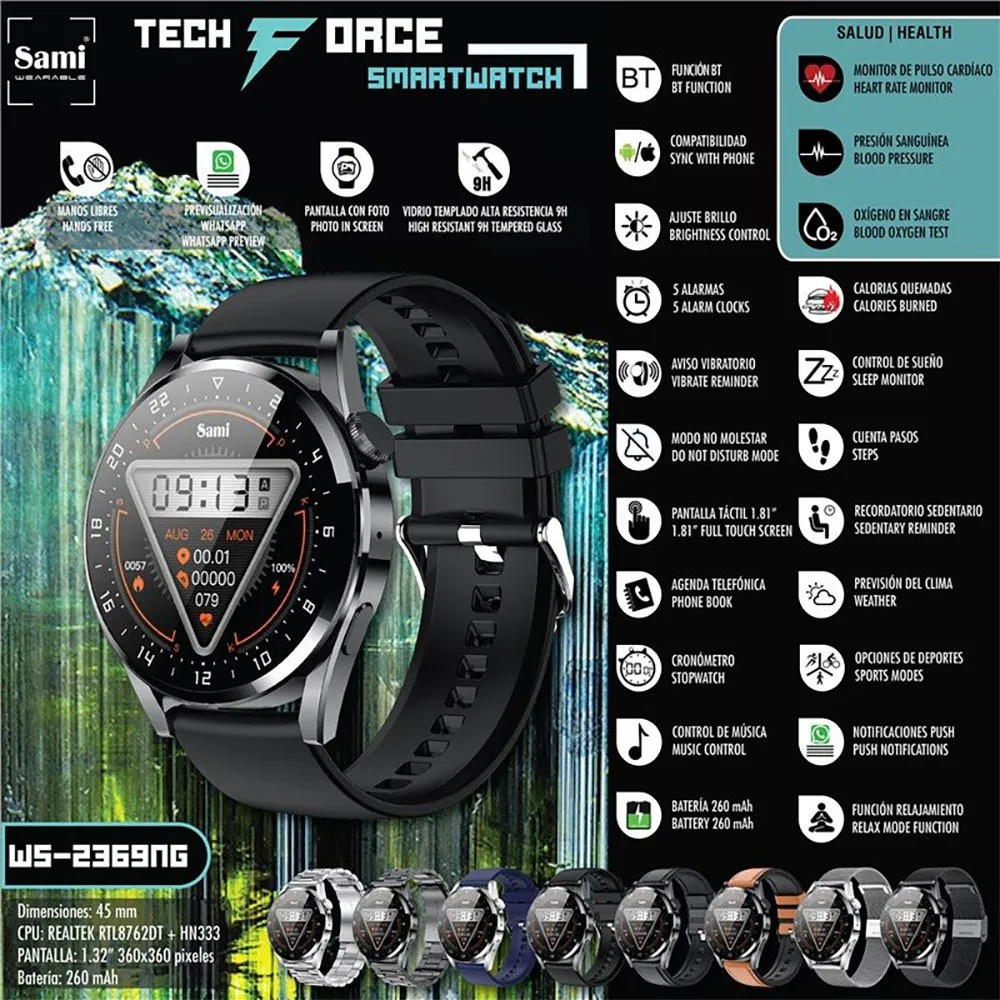 Sami Techforce Smartklocka, Black Sami Techforce Smartklocka, Black