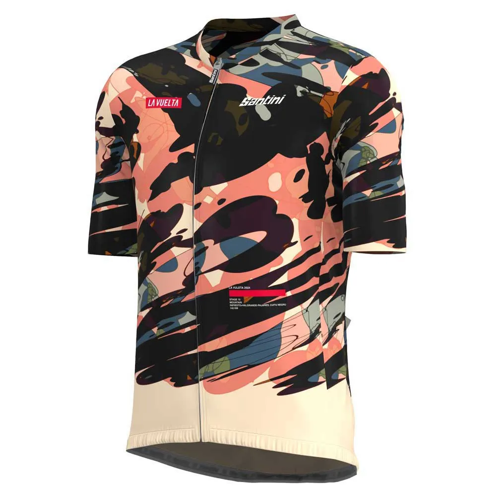 Santini La Vuelta Cuitu Negru Korta ärmar Cykeltröja, Print