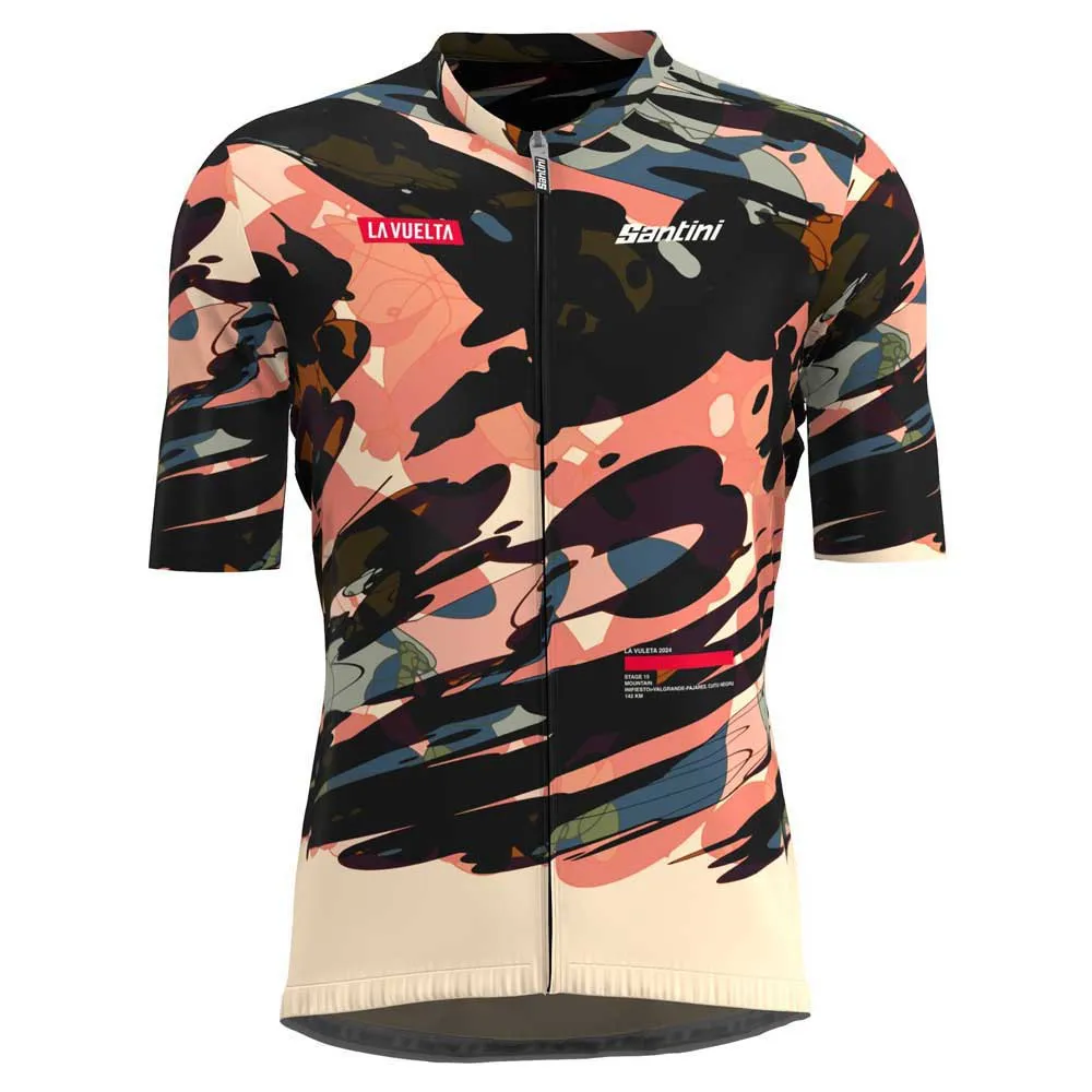 Santini La Vuelta Cuitu Negru Korta ärmar Cykeltröja, Print