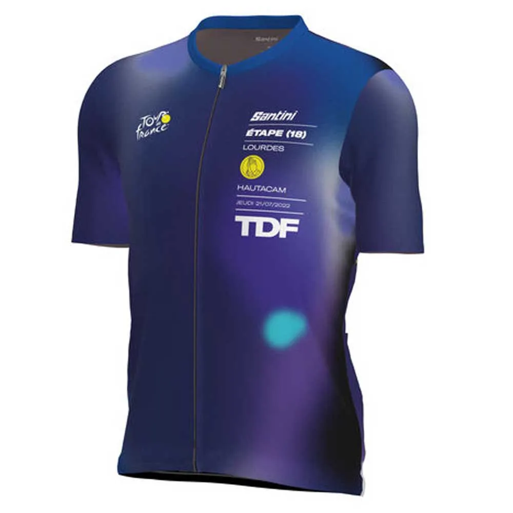Santini Lourdes Tour De Fance Official Korta ärmar Cykeltröja, Print Santini Lourdes Tour De Fance Official Korta ärmar Cykeltröja, Print