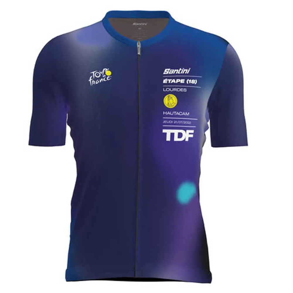 Santini Lourdes Tour De Fance Official Korta ärmar Cykeltröja, Print Santini Lourdes Tour De Fance Official Korta ärmar Cykeltröja, Print