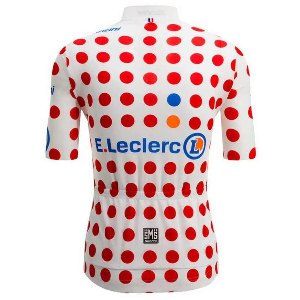 Santini Replica Tour De France Gpm Leader Korta ärmar Cykeltröja, White / red dots