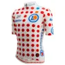 Santini Replica Tour De France Gpm Leader Korta ärmar Cykeltröja, White / red dots