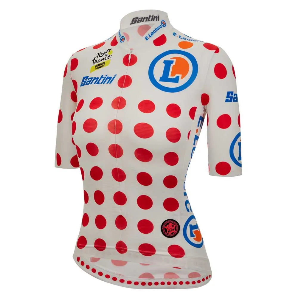 Santini Tour De France Femme Avec Zwift Gpm Leader Korta ärmar Cykeltröja, Red / white