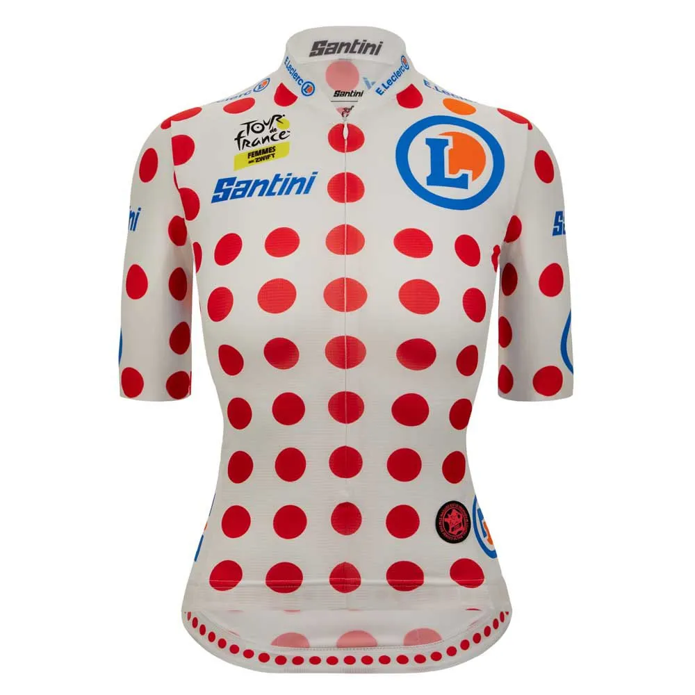 Santini Tour De France Femme Avec Zwift Gpm Leader Korta ärmar Cykeltröja, Red / white