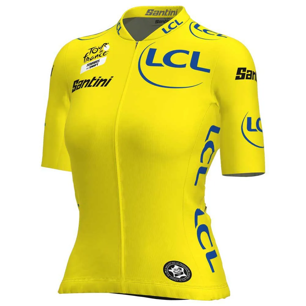 Santini Tour De France Femme Zwift Overall Leader Korta ärmar Cykeltröja