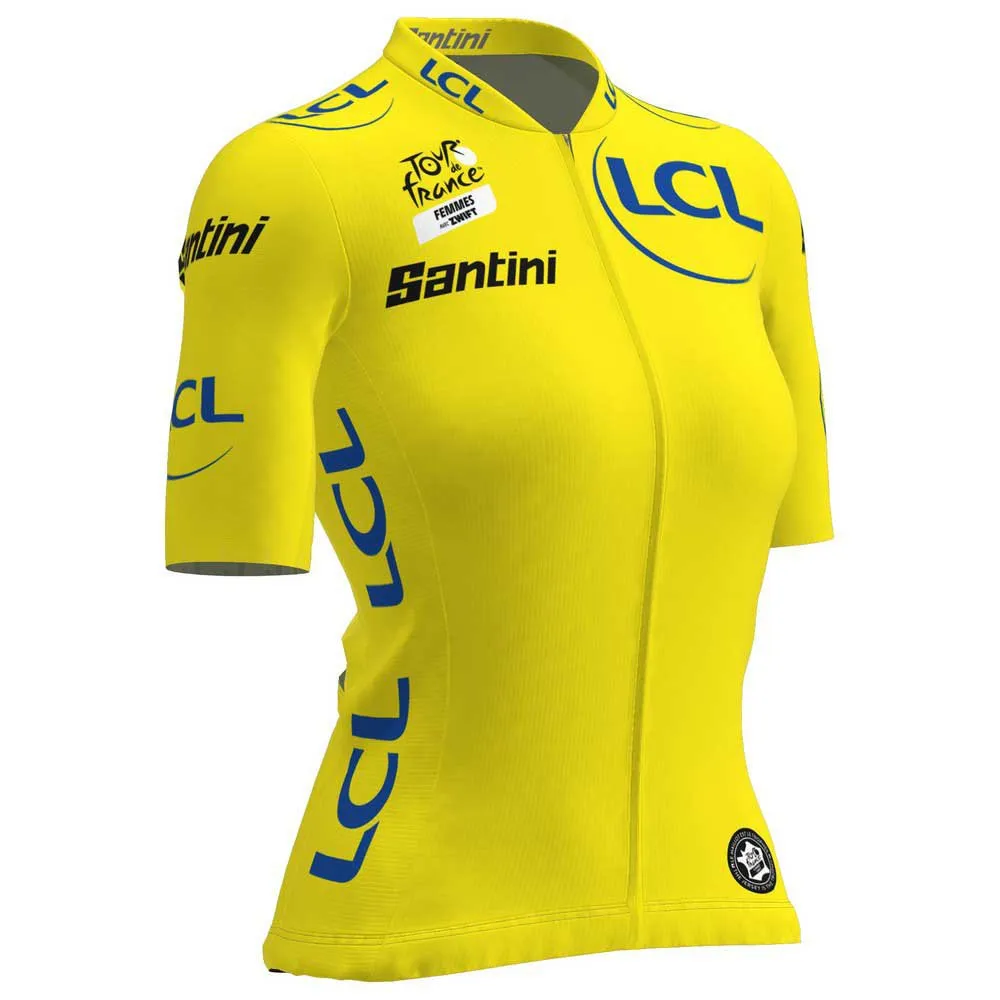 Santini Tour De France Femme Zwift Overall Leader Korta ärmar Cykeltröja