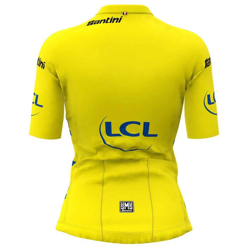 Santini Tour De France Femme Zwift Overall Leader Korta ärmar Cykeltröja