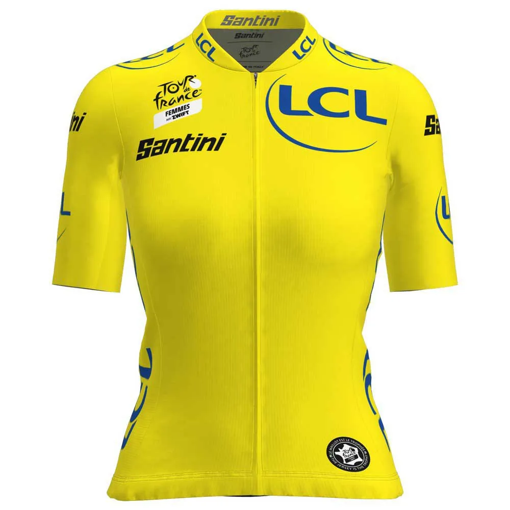 Santini Tour De France Femme Zwift Overall Leader Korta ärmar Cykeltröja