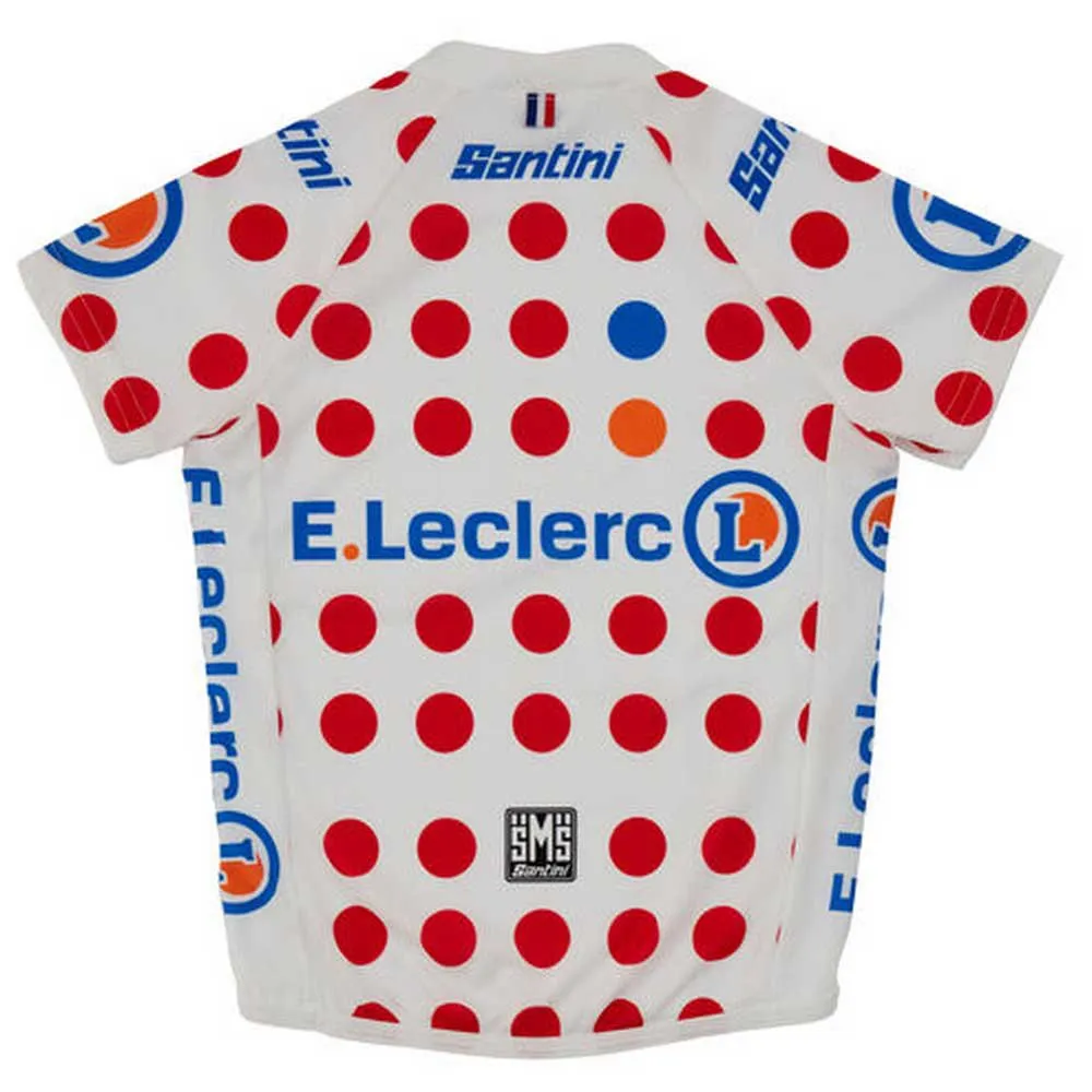 Santini Tour De France Overall Leader Jr Korta ärmar Cykeltröja, White / red dots