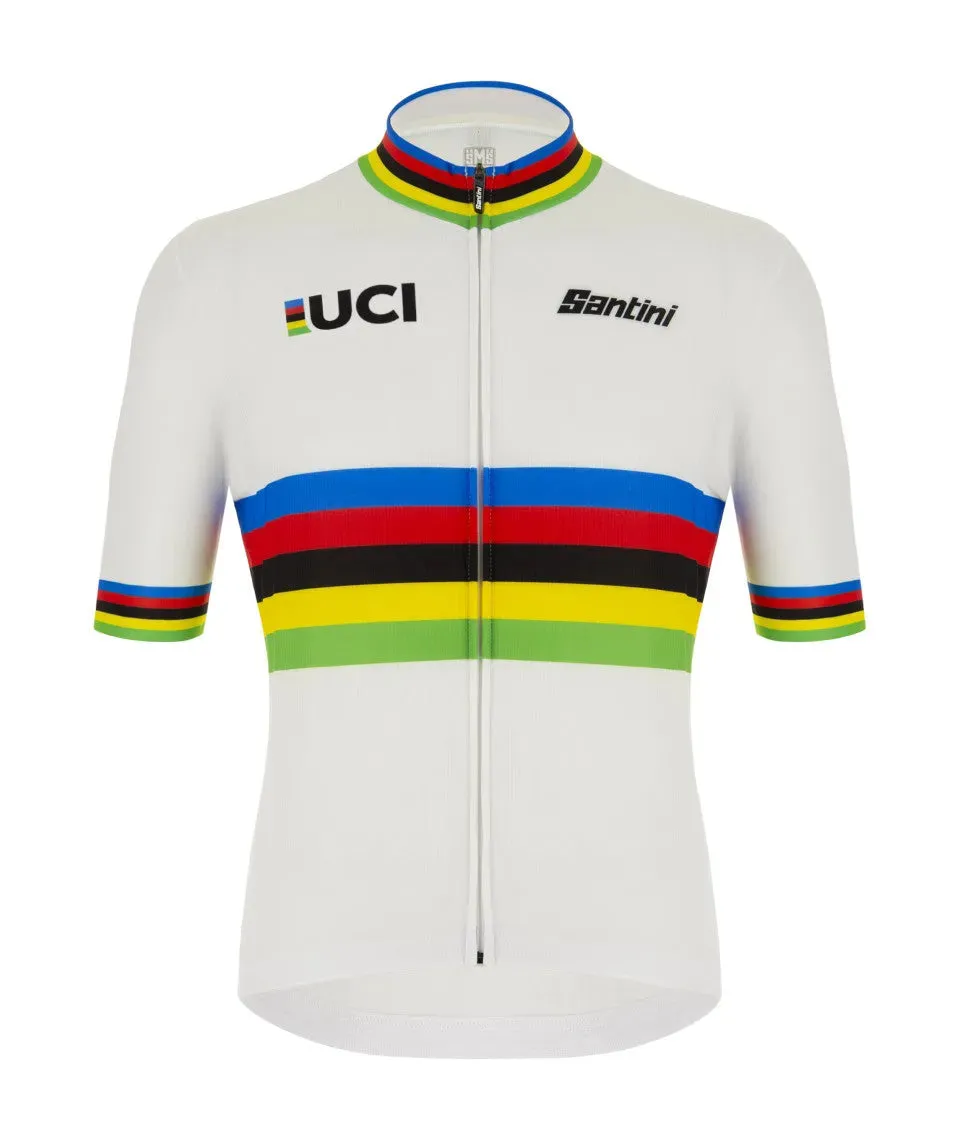 Santini UCI WORLD CHAMPION ECO JERSEY, WHITE/RAINBOW Santini UCI WORLD CHAMPION ECO JERSEY, WHITE/RAINBOW