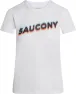 Saucony Women's Stopwatch Graphic Short Sleeve, White Graphic