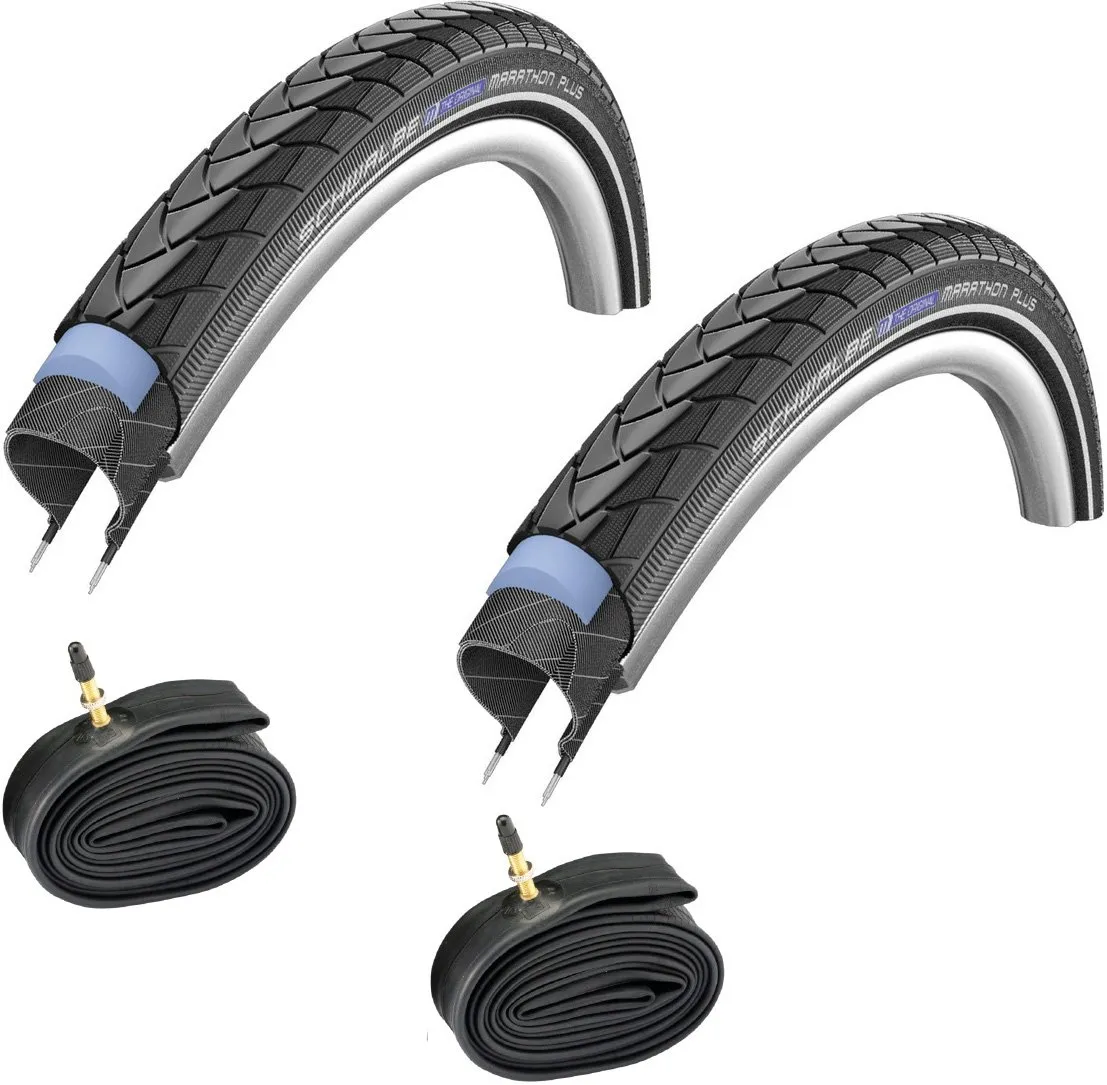 Schwalbe Marathon Plus vardagsdäck 700 x 25C reflexskant sampack 48 mm. racerventil Schwalbe Marathon Plus vardagsdäck 700 x 25C reflexskant sampack 48 mm. racerventil