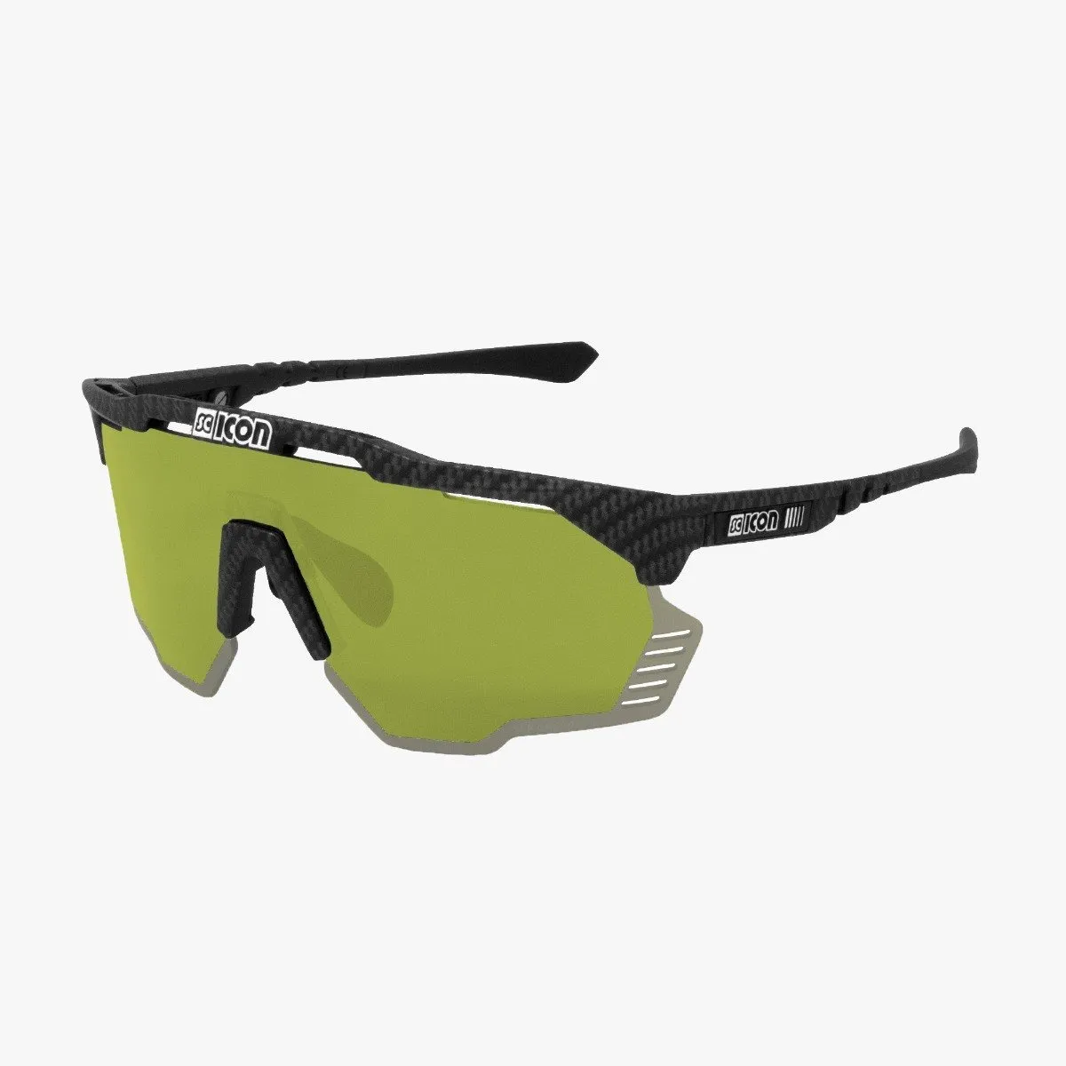 Scicon Aeroshade Kunken cykelglasögon Matte Carbon Green Trail, Kolfiber/Grå/Rosa