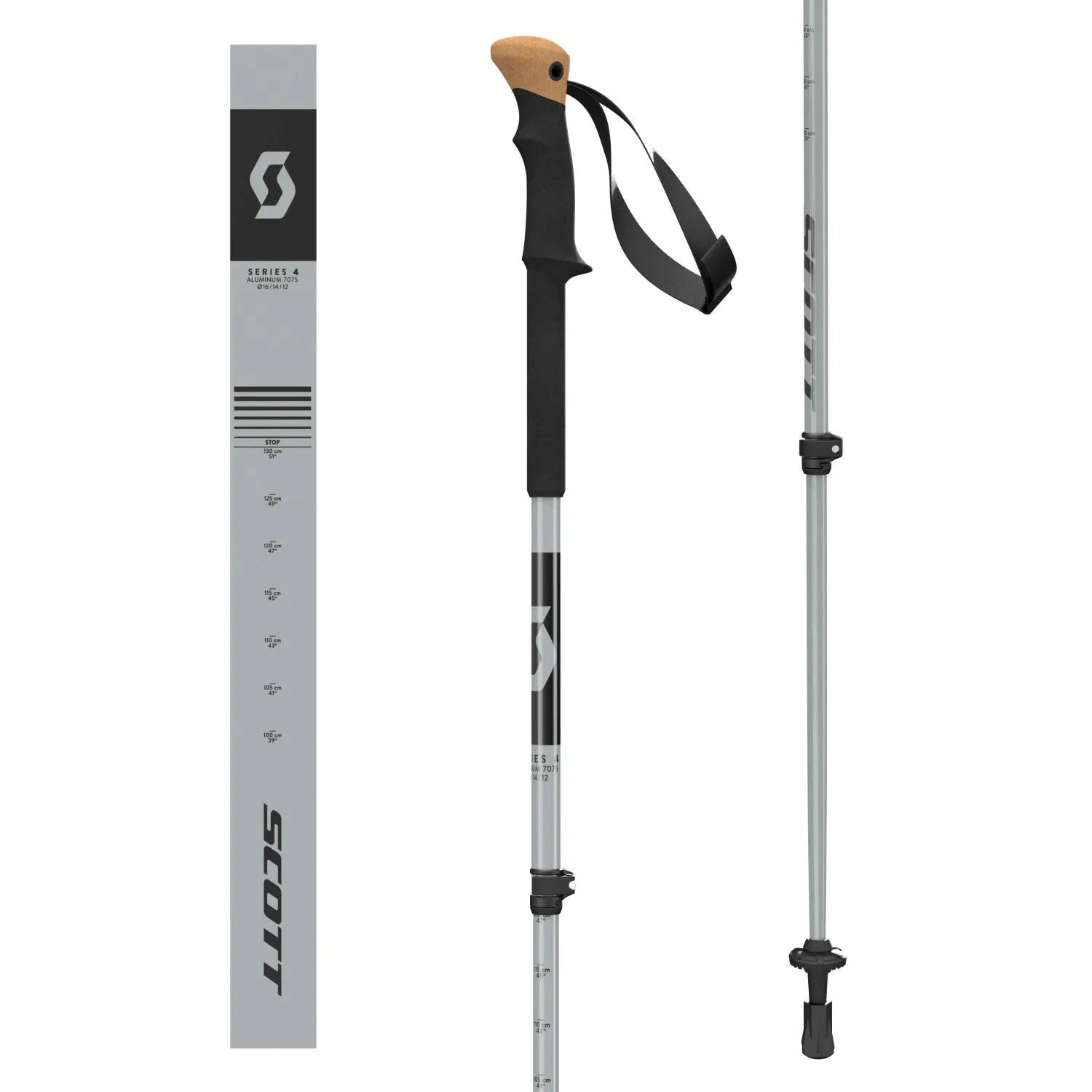 SCOTT Trek Alu Stavar, Grey, 100-130cm