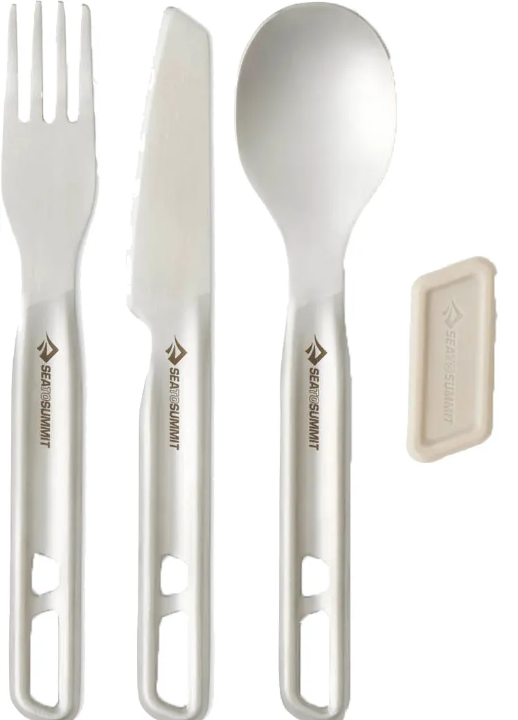 Sea To Summit Detour Stainless Steel Cutlery Set 3 Piece Stainless Steel, STAINLESS STEEL GREY, One Size Sea To Summit Detour Stainless Steel Cutlery Set 3 Piece Stainless Steel, STAINLESS STEEL GREY, One Size