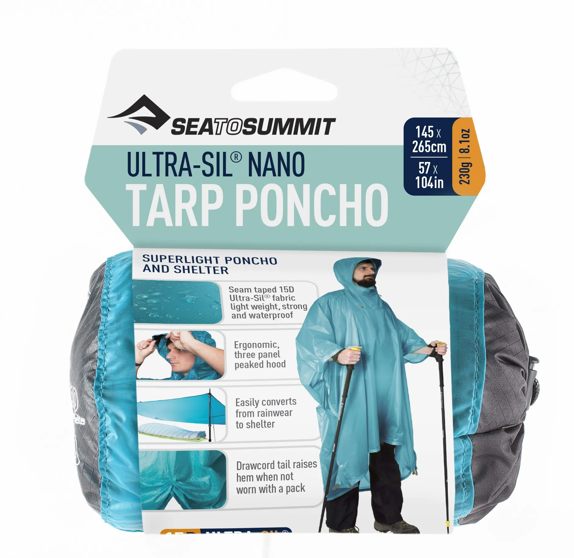 Sea To Summit Ultra Sil Nano Tarp Poncho, BLUE Sea To Summit Ultra Sil Nano Tarp Poncho, BLUE