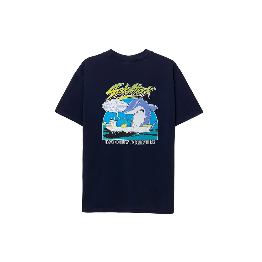 Shark Attack Ban Ocean Pollution T-shirt Med Korta ärmar male