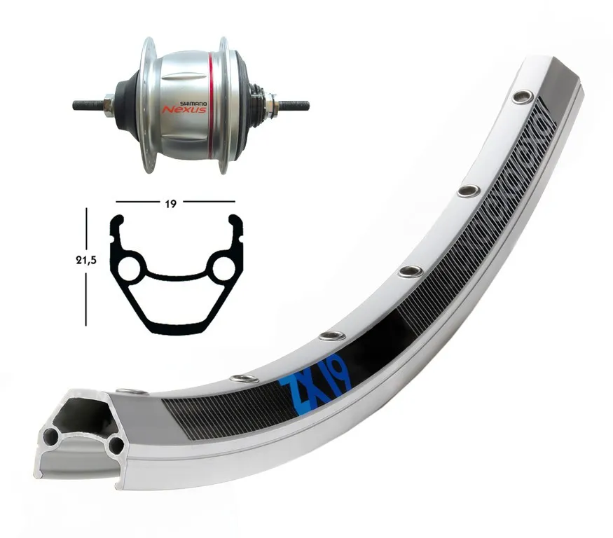 Shimano 700C Bakhjul med dubbelbottnad fälg Shimano Nexus 8 Frilöp Silver