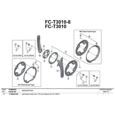 Shimano Acera T3010 Vänster Vevarm, Silver, 175mm