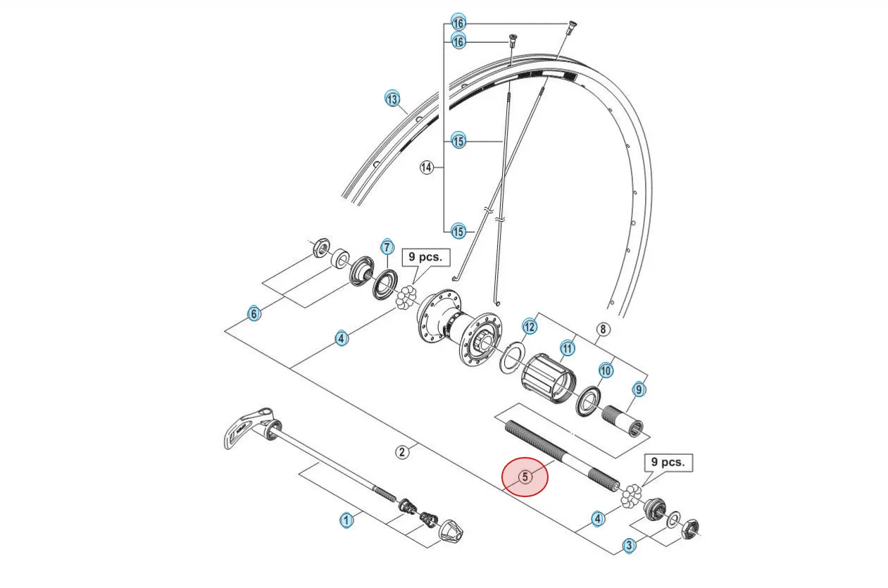 Shimano Axel bak racer, M10x141mm till landvägsnav