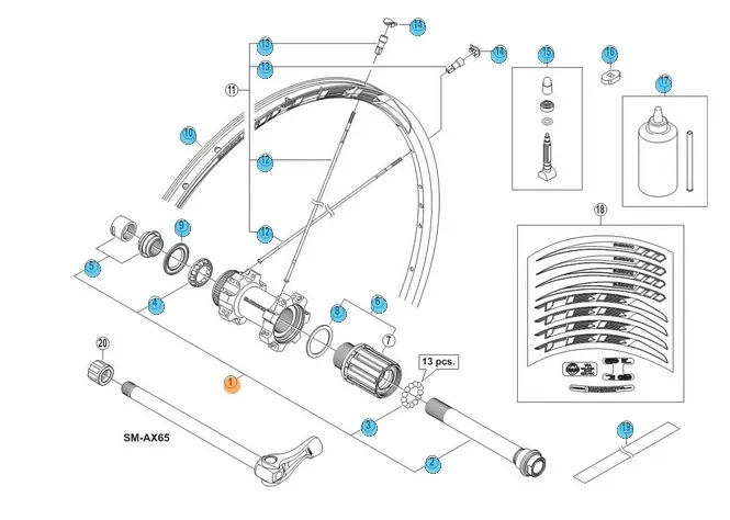 Shimano FH-M648 Zee Axelset Shimano FH-M648 Zee Axelset