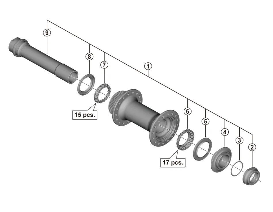 Shimano FH-MT400B Complete Hub Axle, Black, One Size
