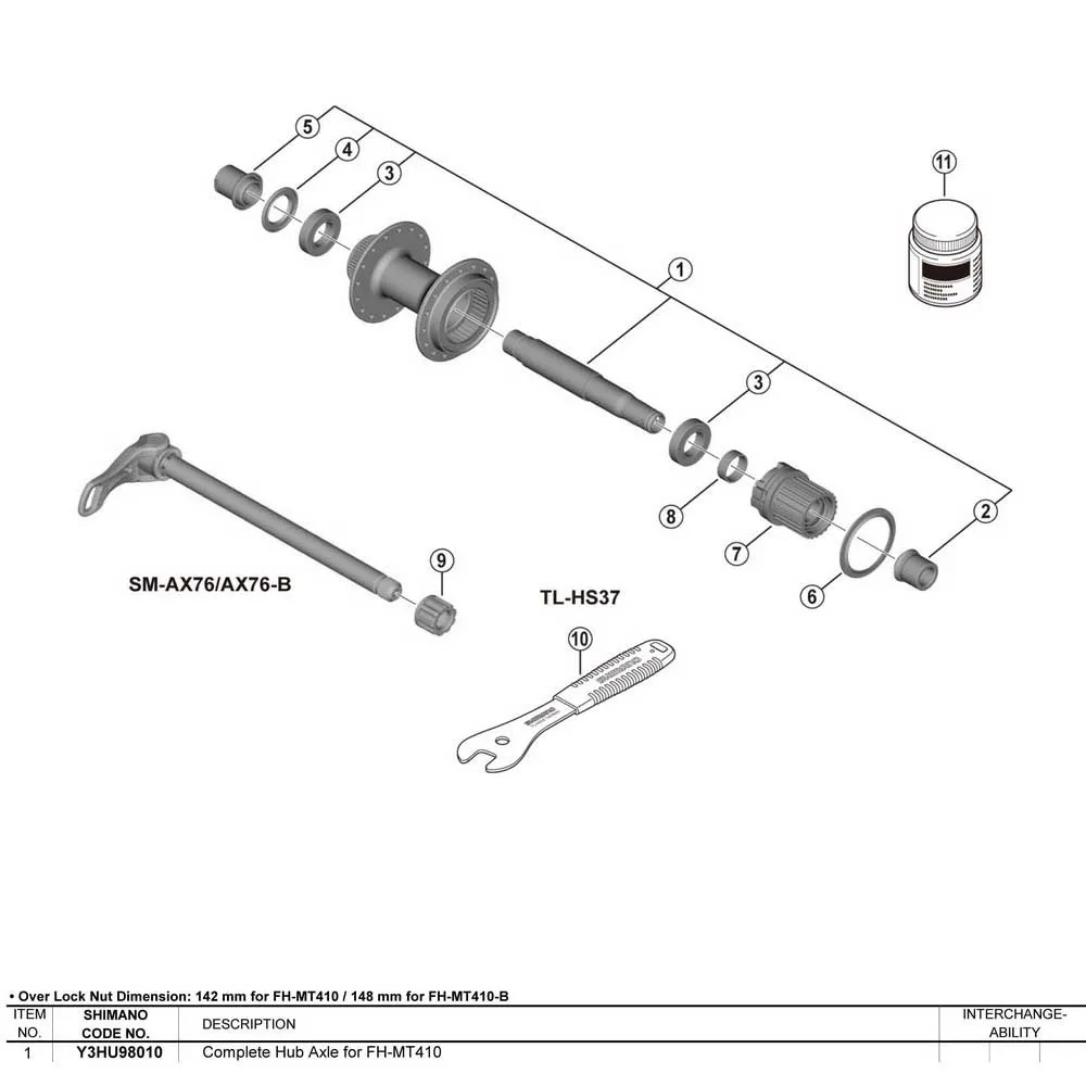 Shimano Fh-mt410 Lager, Black, One Size