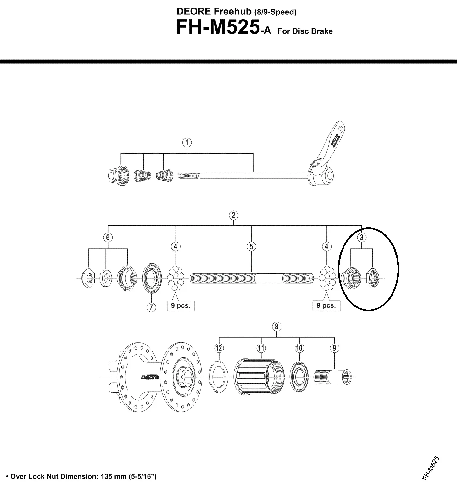 Shimano Konus höger m525-a