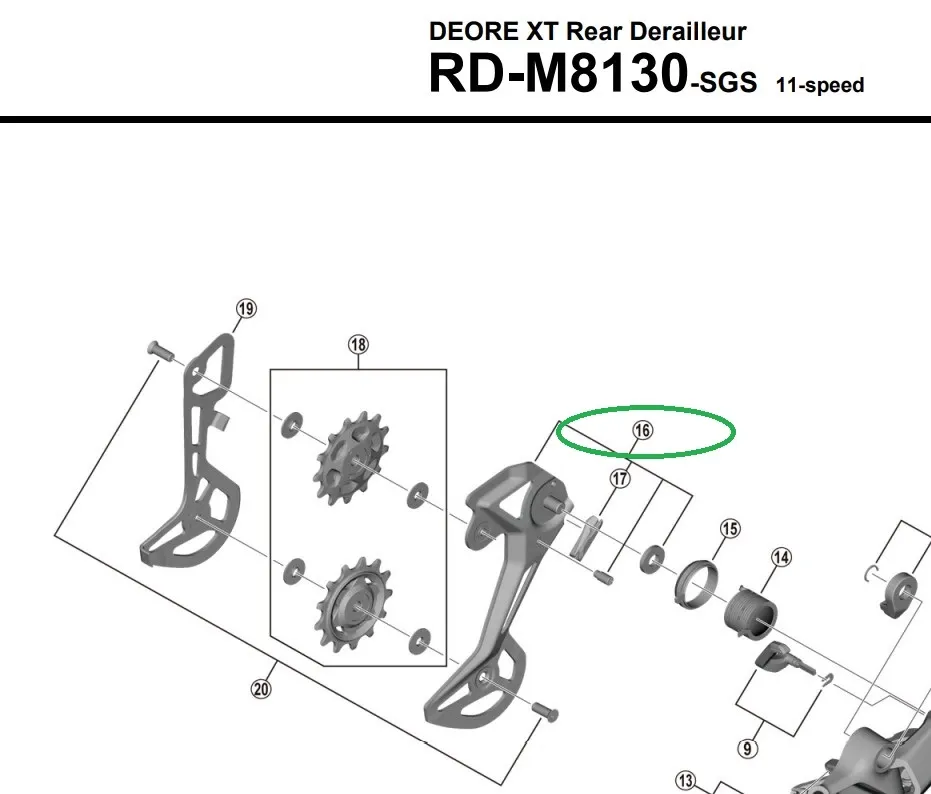 Shimano RD-M8130 Bakväxel Ytterplatta