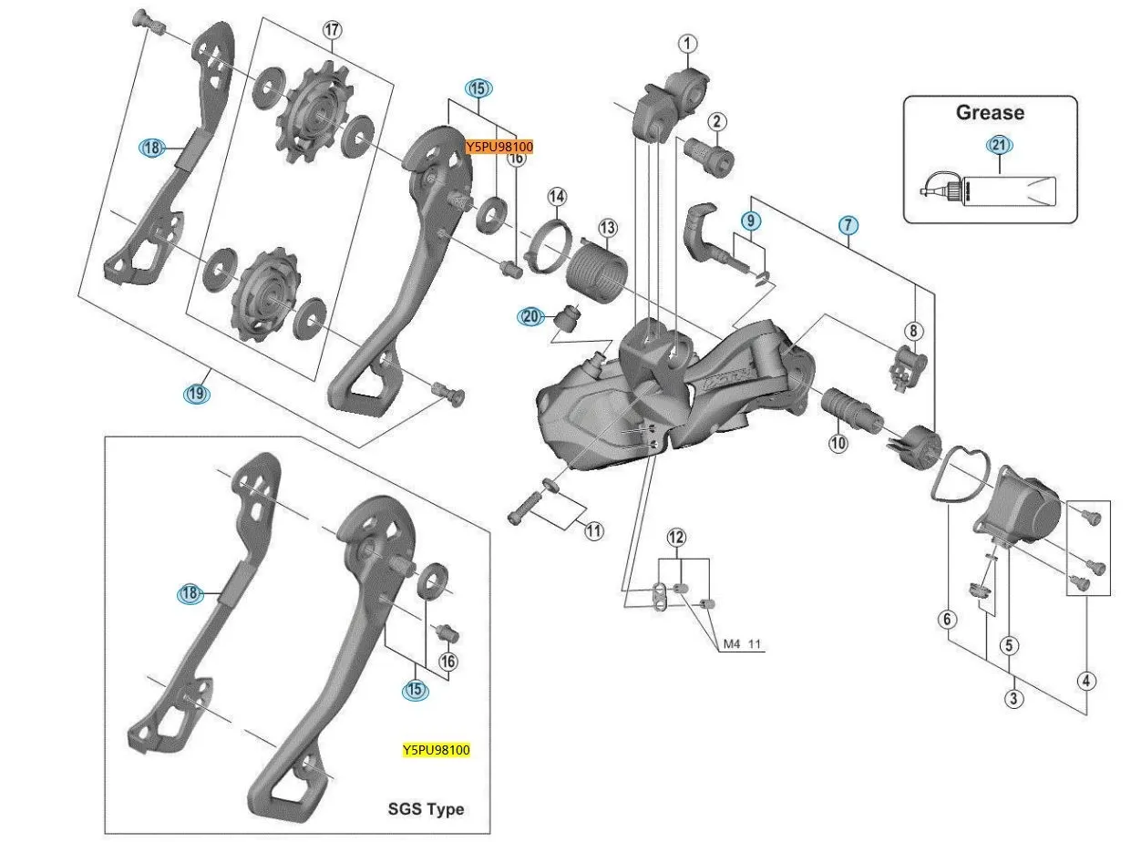 Shimano RD-M9050 SGS Bakväxel Ytterplata