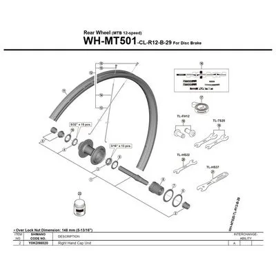 Shimano Wh-mt501 Right Låsmutter, Silver, One Size Shimano Wh-mt501 Right Låsmutter, Silver, One Size