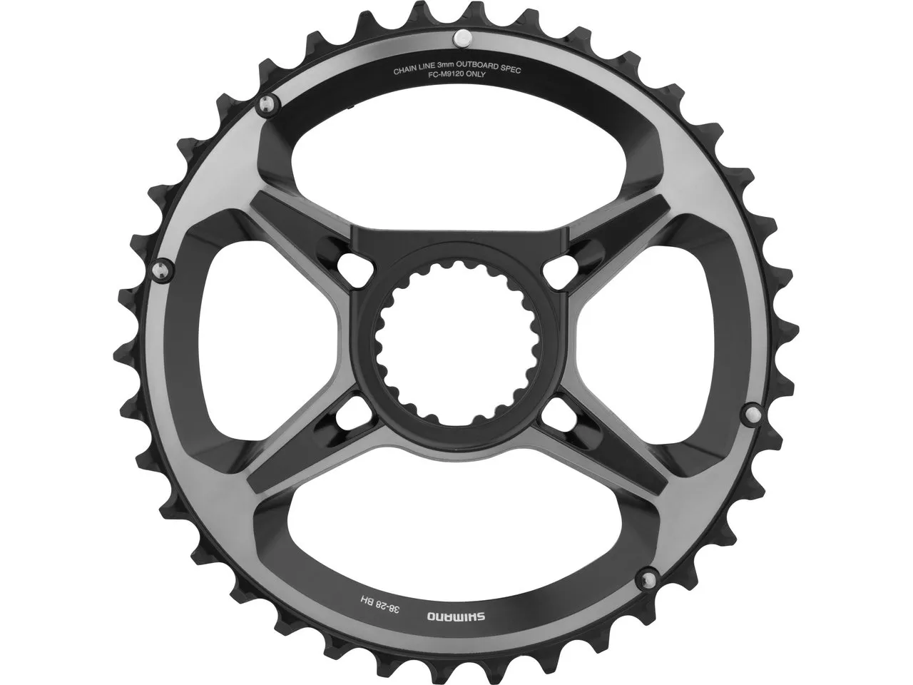 Shimano XTR Kettenblatt FC-M9120-B2 12-fach, Black, 38t