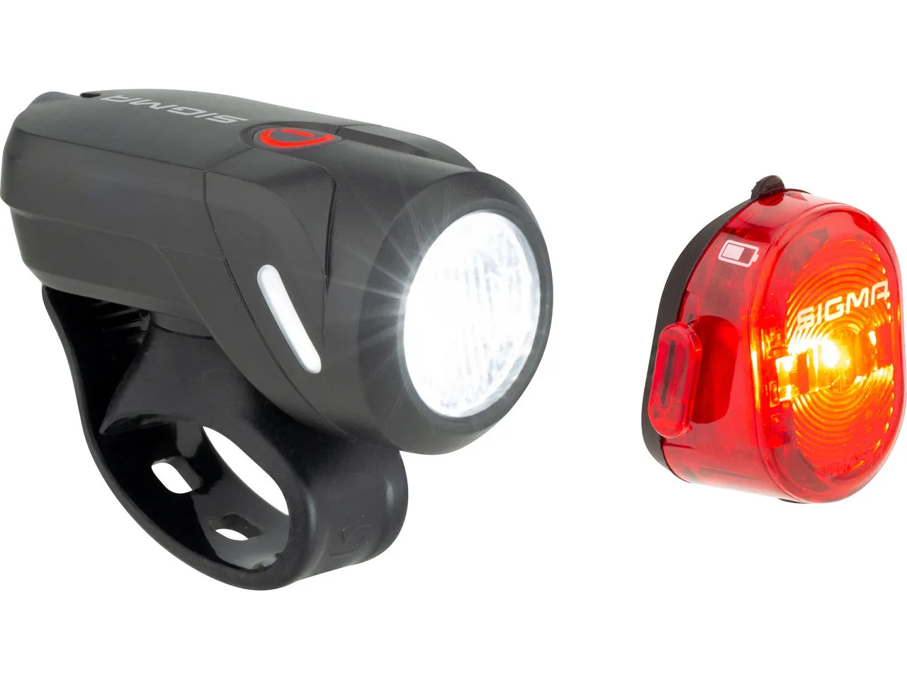 SIGMA SPORT Aura 35 Frontlicht + Nugget II Rücklicht LED Beleuchtungsset m. StVZO, Black, One Size