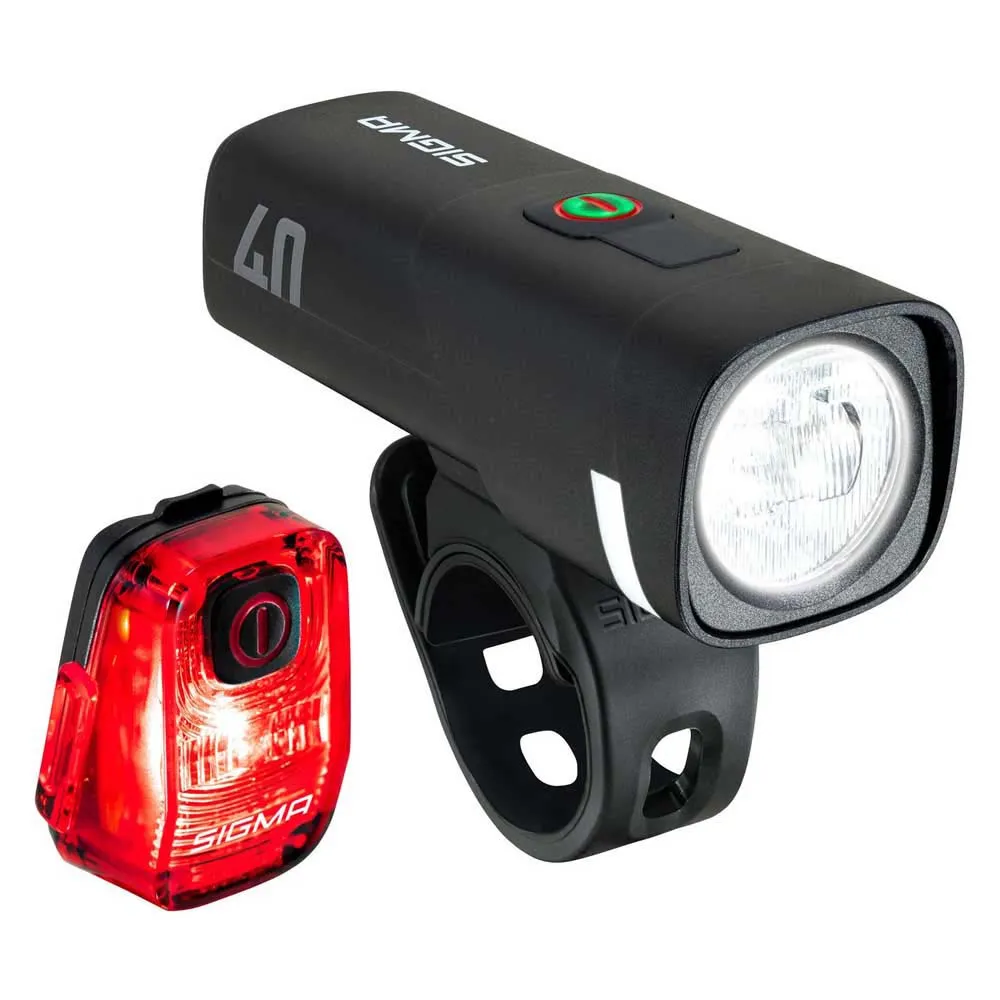SIGMA SPORT Aura 40/hiro 10 Ride Safe To School Cykellampset, Black / red, One Size