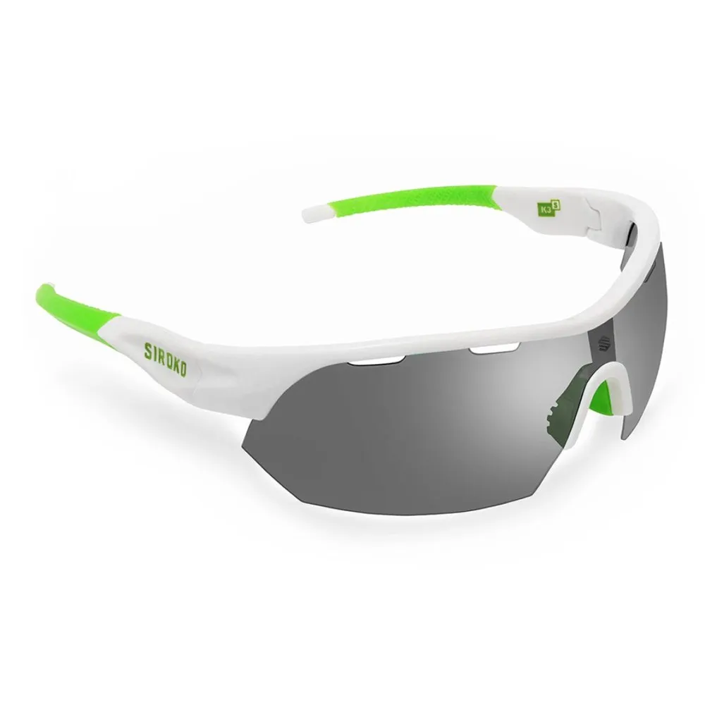 Siroko K3s Foto Kromatiska Solglasögon, White, Photocromatic Green Mirror