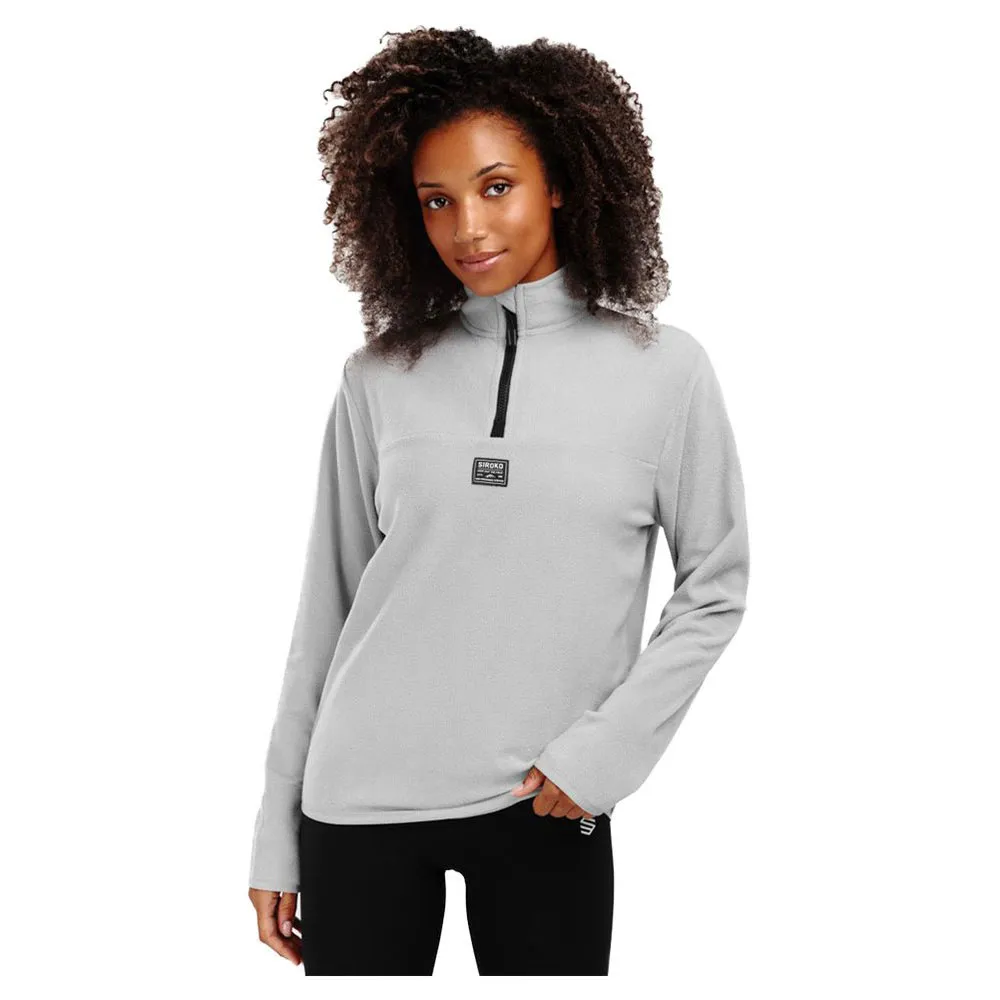 Siroko Limestone Fleece Med Halv Dragkedja, Pearl grey