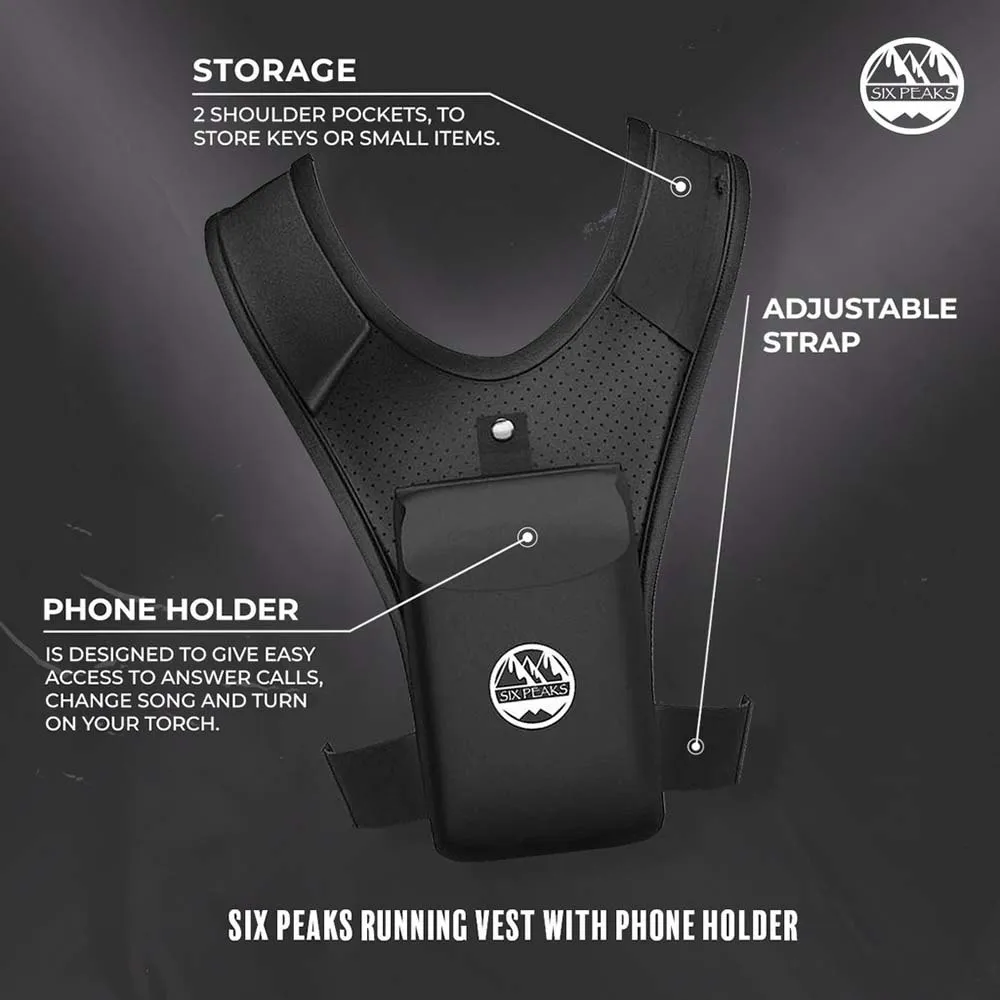 Six Peaks Löparväst Med Telefonhållare unisex, Black, One Size